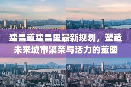 建昌道建昌里最新規(guī)劃，塑造未來城市繁榮與活力的藍圖