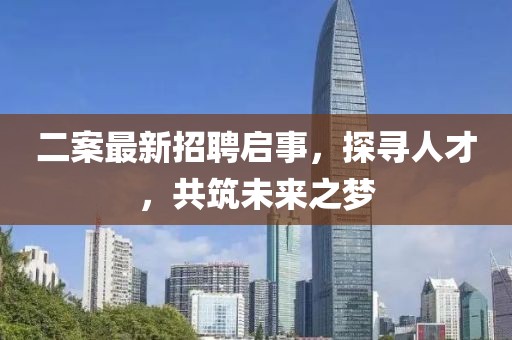 二案最新招聘啟事，探尋人才，共筑未來(lái)之夢(mèng)