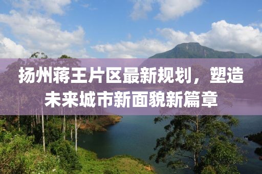 揚(yáng)州蔣王片區(qū)最新規(guī)劃，塑造未來城市新面貌新篇章
