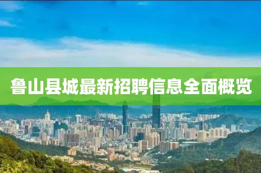 魯山縣城最新招聘信息全面概覽