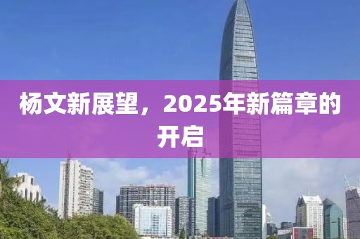 楊文新展望，2025年新篇章的開啟