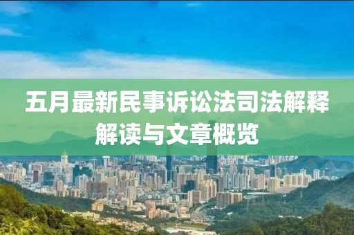 五月最新民事訴訟法司法解釋解讀與文章概覽