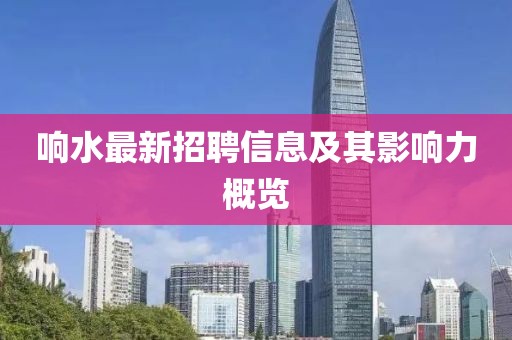 響水最新招聘信息及其影響力概覽