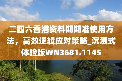 二四六香港資料期期準使用方法，高效邏輯應對策略_沉浸式體驗版WN3681.1145