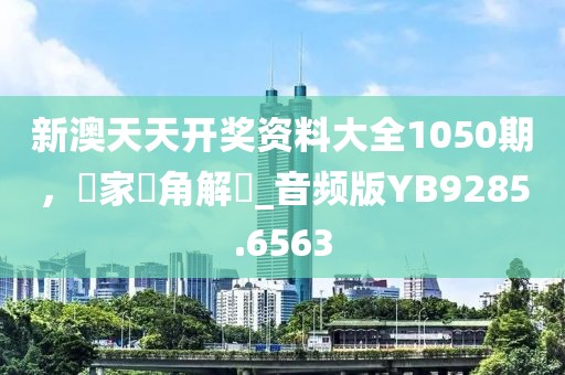 新澳天天開獎資料大全1050期，專家視角解讀_音頻版YB9285.6563