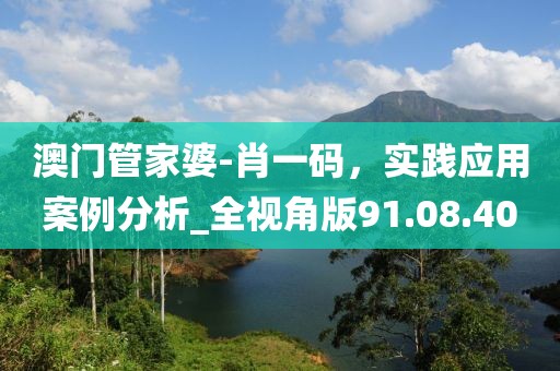 澳門管家婆-肖一碼，實(shí)踐應(yīng)用案例分析_全視角版91.08.40