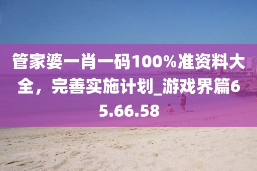管家婆一肖一碼100%準(zhǔn)資料大全，完善實(shí)施計(jì)劃_游戲界篇65.66.58