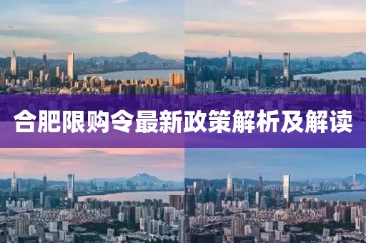 合肥限購令最新政策解析及解讀