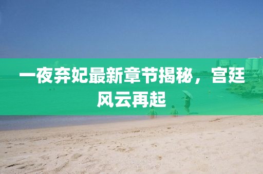 一夜棄妃最新章節(jié)揭秘，宮廷風(fēng)云再起